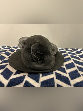 Black Felt Women's Floral Accent Dress Hat